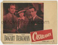 7c354 CASABLANCA LC #4 R49 close up Ingrid Bergman between Humphrey Bogart & Paul Henreid!