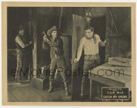 7c359 CATCH MY SMOKE LC '22 image of bad guys about to ambush unsuspecting Tom Mix, lost film!