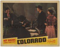 7c381 COLORADO LC '40 Pauline Moore stands behind Roy Rogers facing down man with gun!