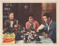 7c387 CONSPIRATOR LC #3 '49 English spy Robert Taylor & sexy young Elizabeth Taylor at table!
