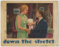 7c428 DOWN THE STRETCH LC '36 Patricia Ellis in sexy dress shakes jockey Mickey Rooney's hand!