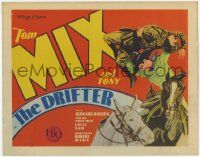 7c112 DRIFTER TC '29 art of Tom Mix on Tony holding bad guy over the white mule Uncle Sam, lost film