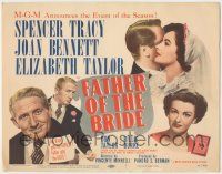7c116 FATHER OF THE BRIDE TC '50 pretty Elizabeth Taylor, broke Spencer Tracy, Joan Bennett!