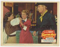 7c459 FIGHTING MAN OF THE PLAINS LC #5 '49 Randolph Scott thinks twice about breaking up catfight!