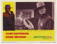 7c524 HANG 'EM HIGH LC #7 '68 great c/u of Clint Eastwood with badge standing by his horse!