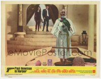 7c528 HARPER LC #8 '66 Paul Newman & Pamela Tiffin approaching New Age priest with parrot!