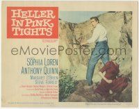 7c538 HELLER IN PINK TIGHTS LC #1 '60 close up of sexy blonde Sophia Loren & Anthony Quinn w/rifle!