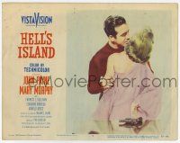 7c540 HELL'S ISLAND LC #8 '55 sexy bad Mary Murphy reaches for gun as John Payne kisses her!