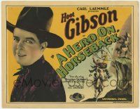 7c145 HERO ON HORSEBACK TC '27 Hoot Gibson & art of him saving man on runaway horse, lost film!