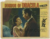 7c557 HORROR OF DRACULA LC #8 '58 Hammer, close up of Valerie Gaunt seducing John Van Eyssen!