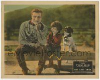 7c611 LAST TRAIL LC '27 young Jerry Madden mimics Tom Mix on fence post with cute dog beside them!