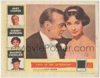 7c633 LOVE IN THE AFTERNOON LC '57 romantic c/u of Gary Cooper in tuxedo w/ pretty Audrey Hepburn!