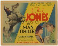 7c171 MAN TRAILER TC '34 Buck Jones on rearing horse, riding, fighting & loving Cecilia Parker!