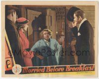 7c654 MARRIED BEFORE BREAKFAST LC '37 dapper Robert Young & Florence Rice greet woman at door!