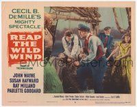 7c758 REAP THE WILD WIND LC #8 R54 John Wayne, Ray Milland, Paulette Goddard, men caught in net!