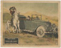 7c793 ROUGH & READY LC '27 great image of Ena Gregory attacking man on horse by car, lost film!