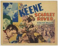 7c196 SCARLET RIVER TC '33 cool art of Tom Keene punching masked man in front of bound girl!