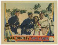 7c833 SHE'S A SHEIK LC '28 Bebe Daniels in Arab garb with Richard Arlen & two gendarmes, lost film!