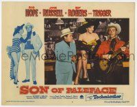 7c852 SON OF PALEFACE LC #3 '52 sexy Jane Russell sitting on bar between Roy Rogers & Bob Hope!
