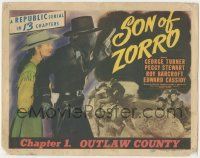 7c204 SON OF ZORRO chapter 1 TC '47 Republic serial, cool image of the masked hero, Outlaw County!