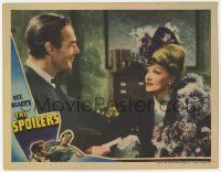 7c863 SPOILERS LC '42 great close up of Randolph Scott giving a note to Marlene Dietrich!
