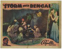 7c879 STORM OVER BENGAL LC '38 Indian soldiers with rifles & Maxim gun behind huge rocks!