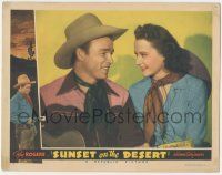 7c893 SUNSET ON THE DESERT LC '42 great close up of Roy Rogers staring lovingly at Lynne Carver!