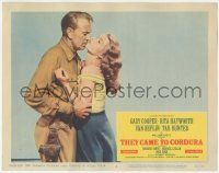 7c909 THEY CAME TO CORDURA LC #4 '59 best close up of Gary Cooper & Rita Hayworth embracing!