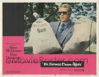 7c916 THOMAS CROWN AFFAIR LC #1 '68 best close up of Steve McQueen holding money bags!