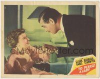 7c929 TO PLEASE A LADY LC #2 '50 c/u of Clark Gable about to kiss Barbara Stanwyck's hand!