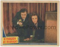 7c936 TRAGEDY AT MIDNIGHT LC '42 John Howard & Margaret Lindsay on floor with microphone!