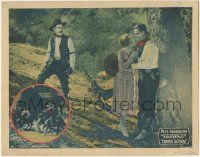 7c940 TRIPLE ACTION LC '25 old guy watches cowboy Pete Morrison with pretty girl by tree!