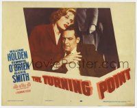 7c943 TURNING POINT LC #1 '52 close up of Alexis Smith leaning on William Holden, film noir!
