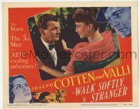 7c960 WALK SOFTLY STRANGER LC #8 '50 great c/u of of Joseph Cotten & pretty Alida Valli, film noir!