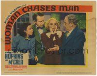 7c986 WOMAN CHASES MAN LC '37 scared Miriam Hopkins between Joel McCrea & Charles Winninger!