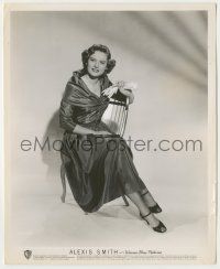 7d110 ALEXIS SMITH 8.25x10 still '40s full-length seated portrait in pretty dress & holding gloves!