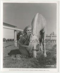 7d235 CAROLE LOMBARD 8x10 still '37 c/u at her California ranch with her beloved palomino horse!
