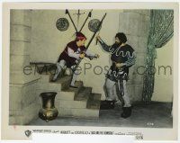 7d062 JACK & THE BEANSTALK color 8x10.25 still '52 c/u of Lou Costello w/giant Buddy Baer on stairs
