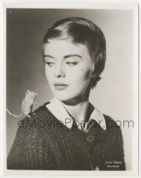 7d510 JEAN SEBERG 8x10.25 still '59 looking at the mouse on her shoulder from The Mouse That Roared!