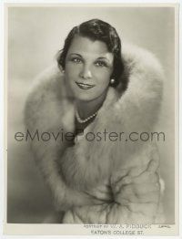 7d570 LEATRICE JOY Canadian 7.25x9.5 still '30s glamorous photo in fur coat & pearls by Pidduck!