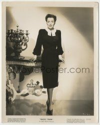 7d609 MAGIC TOWN 8x10.25 still '47 full-length portrait of Jane Wyman standing by ornate table!