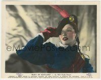 7d067 MARY OF SCOTLAND color 8x10 still '36 great c/u of Katharine Hepburn wearing feathered cap!