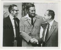 7d646 MIDWAY candid 8x10 still '76 Charlton Heston shaking hands with Mirisch Corporation Chairman!