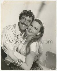 7d729 PIRATE 7.5x9.5 still '48 smiling close up of Judy Garland & Gene Kelly with mustache!