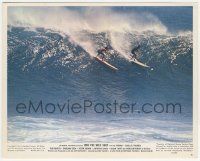 7d078 RIDE THE WILD SURF color 8x10 still #6 '64 cool far shot of two surfers riding a huge wave!