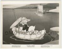 7d035 SALUDOS AMIGOS 8x10.25 still '43 Donald Duck in pith helmet on homemade sailboat, Disney!