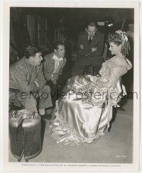 7d835 SO GOES MY LOVE candid 8.25x10 still '46 Don Ameche & guys stare at Myrna Loy between scenes!