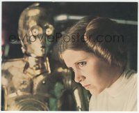 7d081 STAR WARS color 8x10 still '77 great close up of Carrie Fisher as Princess Leia with C-3PO!