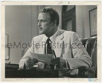 7d937 UGLY AMERICAN 8x10 still '63 close up of Marlon Brando at office desk holding papers!