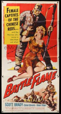 7f168 BATTLE FLAME 3sh '59 female captives of the Chinese Reds & Marines who sword to save them!